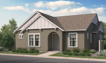 A rendering of a home with a front porch.